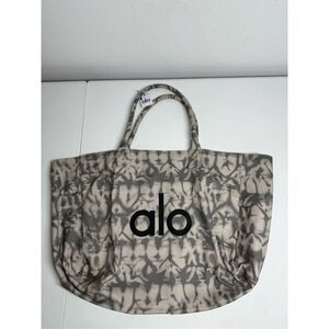 NWT ALO Yoga Gray Tie Dye Large Canvas Tote Bag Gym Travel Carry-on